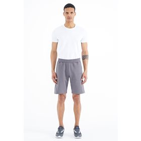 Tommy Life 81242 Koyu Gri Yan ve Arka Baskılı Bağcıklı Standart Kalıp Erkek Şort