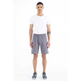 Tommy Life 81242 Koyu Gri Yan ve Arka Baskılı Bağcıklı Standart Kalıp Erkek Şort