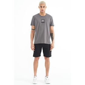 Tommy Life 81243 Siyah Fermuar Cepli Baskılı Standart Kalıp Erkek Şort