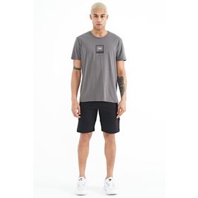 Tommy Life 81243 Siyah Fermuar Cepli Baskılı Standart Kalıp Erkek Şort