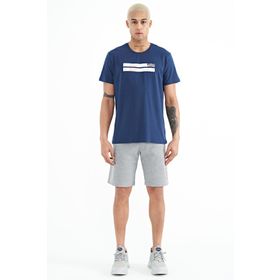 Tommy Life 81245 Gri Melanj Yan Baskılı Bağcıklı Standart Kalıp Erkek Şort