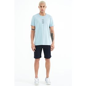 Tommy Life 81245 Lacivert Yan Baskılı Bağcıklı Standart Kalıp Erkek Şort