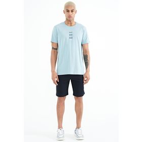 Tommy Life 81245 Lacivert Yan Baskılı Bağcıklı Standart Kalıp Erkek Şort