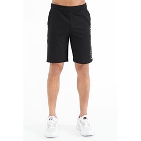 Tommy Life 81245 Siyah Yan Baskılı Bağcıklı Standart Kalıp Erkek Şort