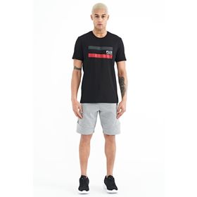 Tommy Life 81246 Gri Melanj Baskılı Detaylı Bağcıklı Erkek Şort