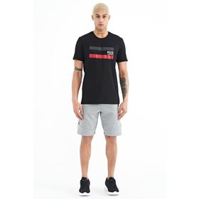 Tommy Life 81246 Gri Melanj Baskılı Detaylı Bağcıklı Erkek Şort