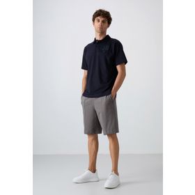 Tommy Life 81261 Koyu Gri Pamuklu Yumuşak Dokulu Comfort Fit Basic Erkek Şort