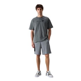 Tommy Life 81266 Siyah Pamuklu Kalın Yumuşak Dokulu Comfort Fit Baskılı Erkek Şort
