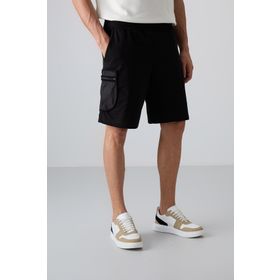 Tommy Life 81266 Siyah Pamuklu Kalın Yumuşak Dokulu Comfort Fit Baskılı Erkek Şort