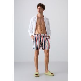 Tommy Life 81267 Çizgi Desenli Hızlı Kuruyan Standart Fit Erkek Deniz Şortu