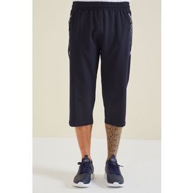 Tommy Life 83091 Lacivert - Beyaz Fermuar Cepli Standart Kalıp Klasik Paça Erkek Kapri