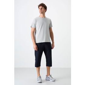 Tommy Life 83091 Lacivert - Beyaz Fermuar Cepli Standart Kalıp Klasik Paça Erkek Kapri
