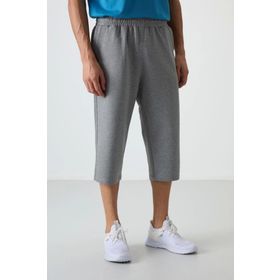 Tommy Life 83102 Gri Melanj Pamuklu Yumuşak Dokulu Standart Fit Nakışlı Erkek Kapri