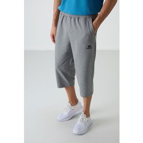 Tommy Life 83102 Gri Melanj Pamuklu Yumuşak Dokulu Standart Fit Nakışlı Erkek Kapri