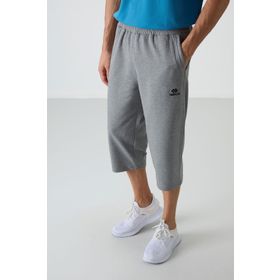 Tommy Life 83102 Gri Melanj Pamuklu Yumuşak Dokulu Standart Fit Nakışlı Erkek Kapri