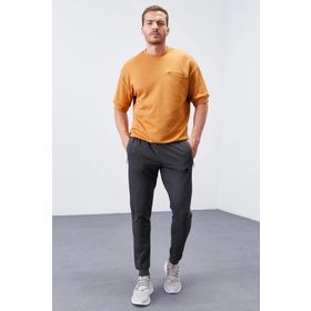 Tommy Life 84343 Antrasit Melanj Erkek Fermuar Cepli Dar Kesim Jogger Eşofman Alt