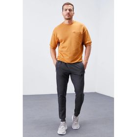 Tommy Life 84343 Antrasit Melanj Erkek Fermuar Cepli Dar Kesim Jogger Eşofman Alt