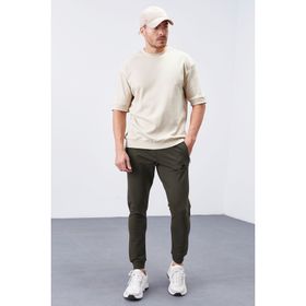 Tommy Life 84343 Fermuar Cepli Dar Kalıp Jogger Haki Erkek Eşofman Altı