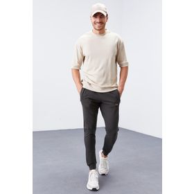 Tommy Life 84343 Fermuar Cepli Dar Kalıp Jogger Haki Erkek Eşofman Altı