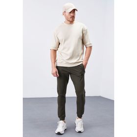 Tommy Life 84343 Fermuar Cepli Dar Kalıp Jogger Haki Erkek Eşofman Altı