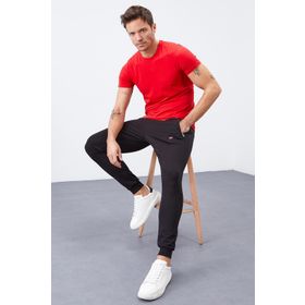 Tommy Life 84343 Fermuar Cepli Dar Kalıp Jogger Siyah Erkek Eşofman Altı
