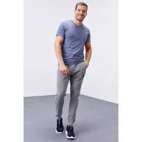 Tommy Life 84343 Gri Melanj Fermuar Cepli Dar Kalıp Jogger Erkek Eşofman Altı