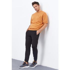 Tommy Life 84587 Air Baskılı Fermuar Cepli Standart Kalıp Jogger Siyah Erkek Eşofman Altı