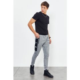 Tommy Life 84587 Gri Melanj Air Baskılı Fermuar Cepli Standart Kalıp Jogger Erkek Eşofman Altı
