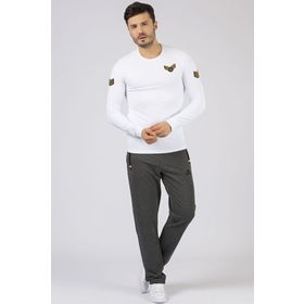 Tommy Life 84649 Melanj Siyah Klasik Cep Şeritli Antrasit Erkek Eşofman Altı