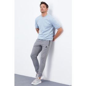 Tommy Life 84651 Gri Melanj Fermuar Cepli Standart Kalıp Jogger Erkek Eşofman Altı