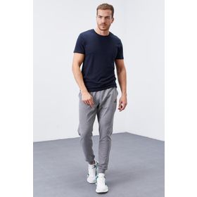Tommy Life 84652 Klasik Cepli Standart Kalıp Manşetli Gri Melanj Erkek Eşofman Altı