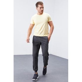 Tommy Life 84694 Antrasit Melanj Çift Biye Şeritli Standart Kalıp Jogger Erkek Eşofman Alt