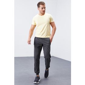Tommy Life 84694 Antrasit Melanj Çift Biye Şeritli Standart Kalıp Jogger Erkek Eşofman Alt