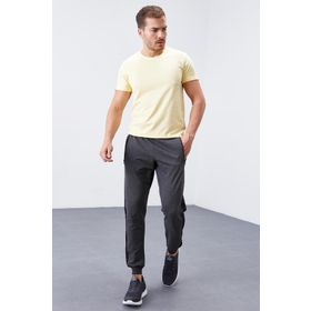 Tommy Life 84694 Antrasit Melanj Çift Biye Şeritli Standart Kalıp Jogger Erkek Eşofman Alt