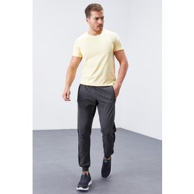 Tommy Life 84694 Antrasit Melanj Çift Biye Şeritli Standart Kalıp Jogger Erkek Eşofman Alt