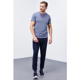 Tommy Life 84694 Erkek Indigo Çift Biye Baskılı Eşofman Altı
