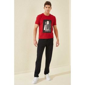 Tommy Life 84744 Lacivert Erkek Fermuar Cepli Yazı Detaylı Standart Kalıp Klasik Paça Eşofman Alt