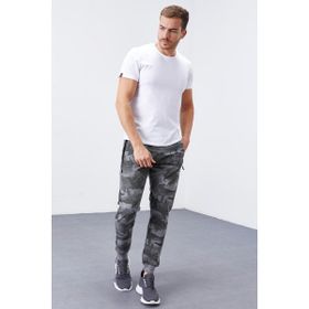 Tommy Life 84754 Gri Melanj Erkek Kamuflaj Desenli Dar Kesim Jogger Eşofman Altı