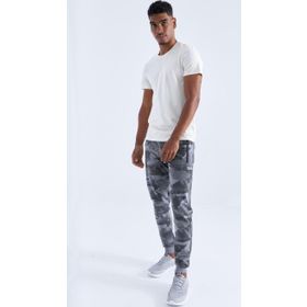 Tommy Life 84754 Gri Melanj Erkek Kamuflaj Desenli Dar Kesim Jogger Eşofman Altı