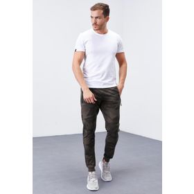 Tommy Life 84754 Haki Kamuflaj Desenli Dar Kalıp Jogger Erkek Eşofman Altı
