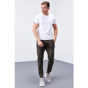 Tommy Life 84754 Haki Kamuflaj Desenli Dar Kalıp Jogger Erkek Eşofman Altı