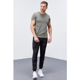 Tommy Life 84754 Siyah Kamuflaj Desenli Dar Kalıp Jogger Kamuflaj Erkek Eşofman Altı