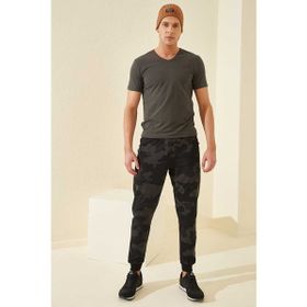 Tommy Life 84754 Siyah Kamuflaj Desenli Dar Kalıp Jogger Kamuflaj Erkek Eşofman Altı