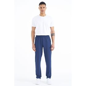 Tommy Life 84768 İndigo Fermuarlı Üç Cepli Standart Kalıp Klasik Paça Erkek Eşofman Alt