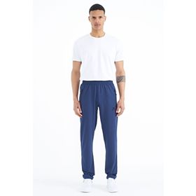 Tommy Life 84768 İndigo Fermuarlı Üç Cepli Standart Kalıp Klasik Paça Erkek Eşofman Alt