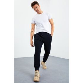 Tommy Life 84866 Lacivert Gizli Fermuarlı Rahat Form Lastik Paça Polar Erkek Eşofman Altı
