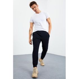 Tommy Life 84866 Lacivert Gizli Fermuarlı Rahat Form Lastik Paça Polar Erkek Eşofman Altı