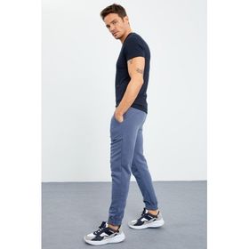Tommy Life 84866 Petrol Gizli Fermuarlı Rahat Form Lastik Paça Polar Erkek Eşofman Alt
