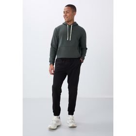 Tommy Life 84866 Siyah Gizli Fermuarlı Rahat Form Jogger Polar Erkek Eşofman Alt