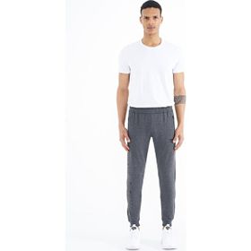 Tommy Life 84909 Antrasit Melanj Yazı Nakışlı Standart Kalıp Jogger Erkek Eşofman Altı